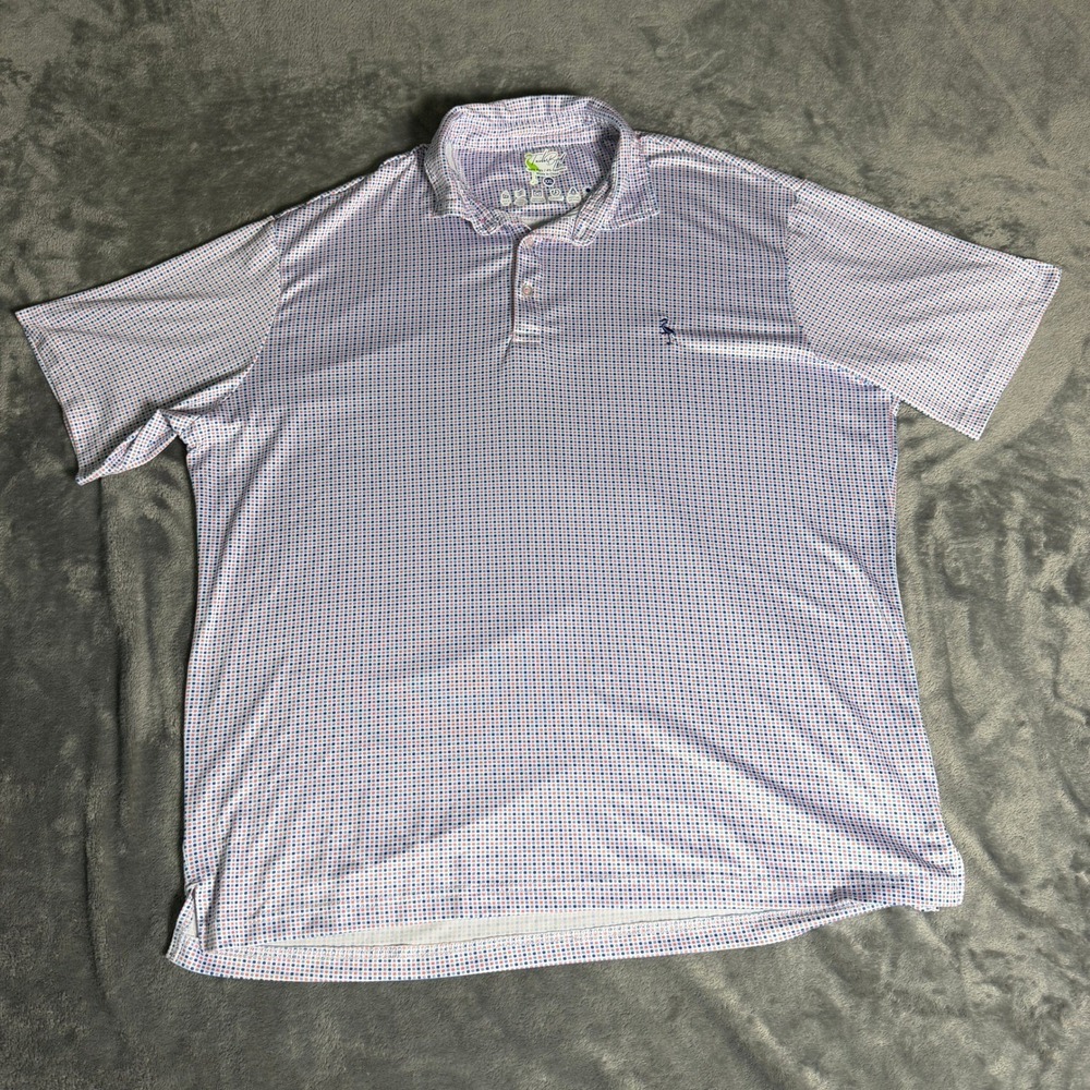 TailorByrd Mens XXL Golf Polo Shirt Multicolor Micro Dot Stretch Blue Orange